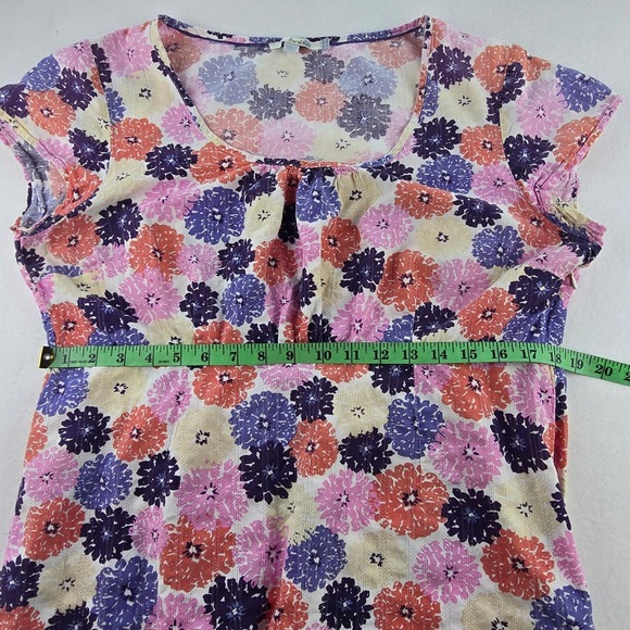 Boden Floral Print Dress Pink Purple‎ Blue Short Sleeve Cotton Blend Size 14 - Picture 6 of 9